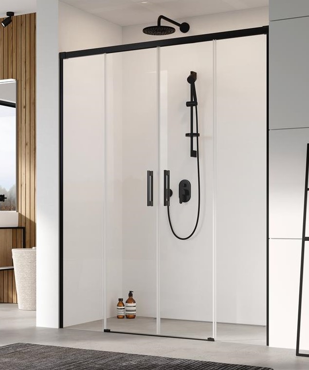 душевая дверь radaway idea 8 black dwd 170x200 стекла прозрачные, профиль черный