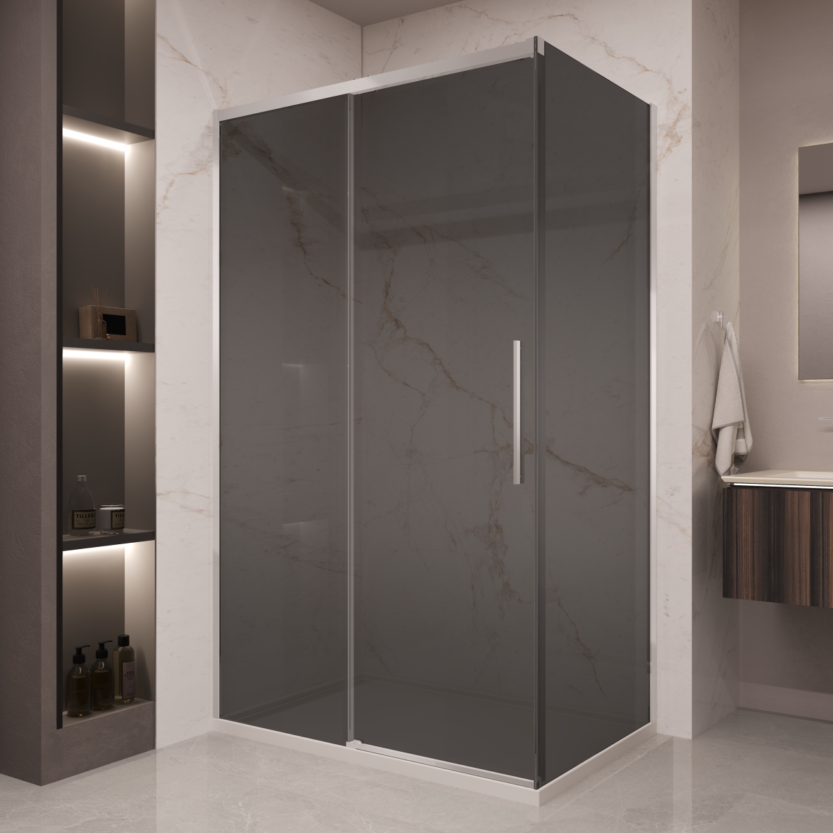 душевой уголок vincea stella vsr-1st9012cg 120x90 стекла тонированные / профиль хром