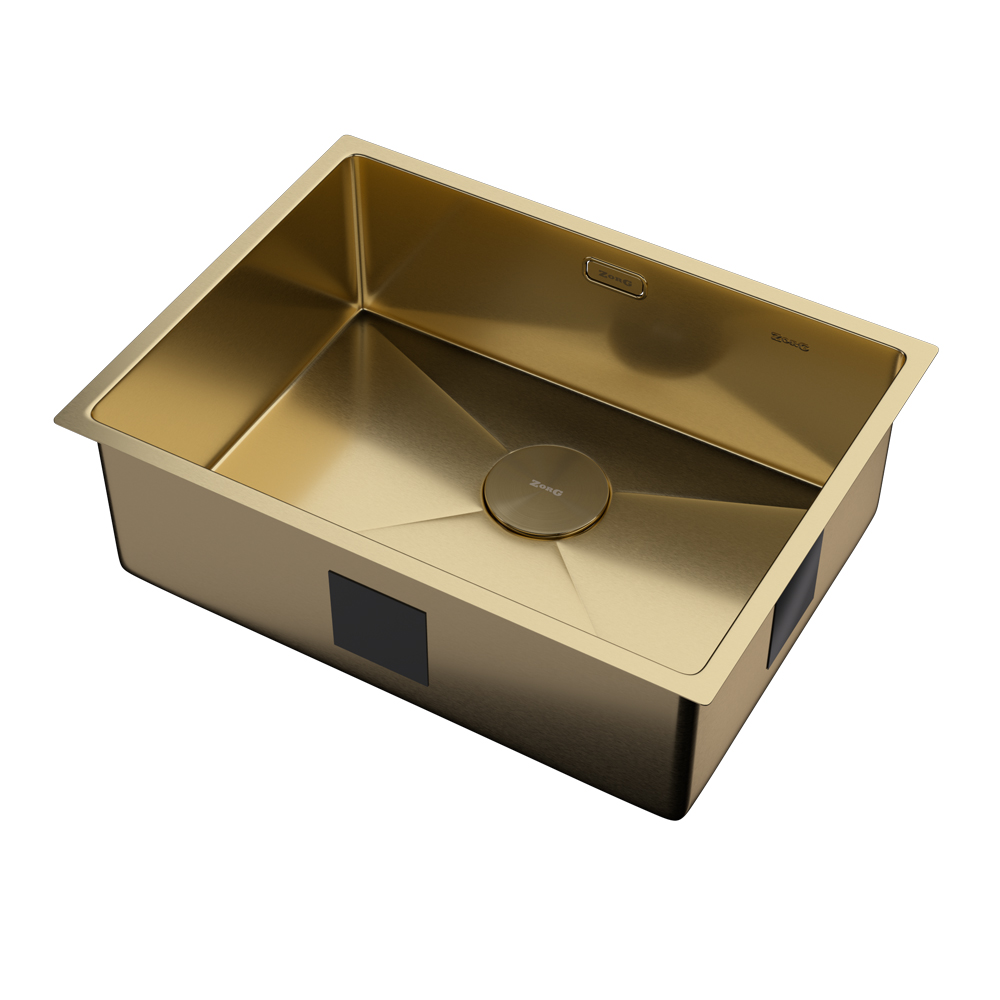 кухонная мойка zorg zerox 59 u / if pvd gold 59x44 матовое золото