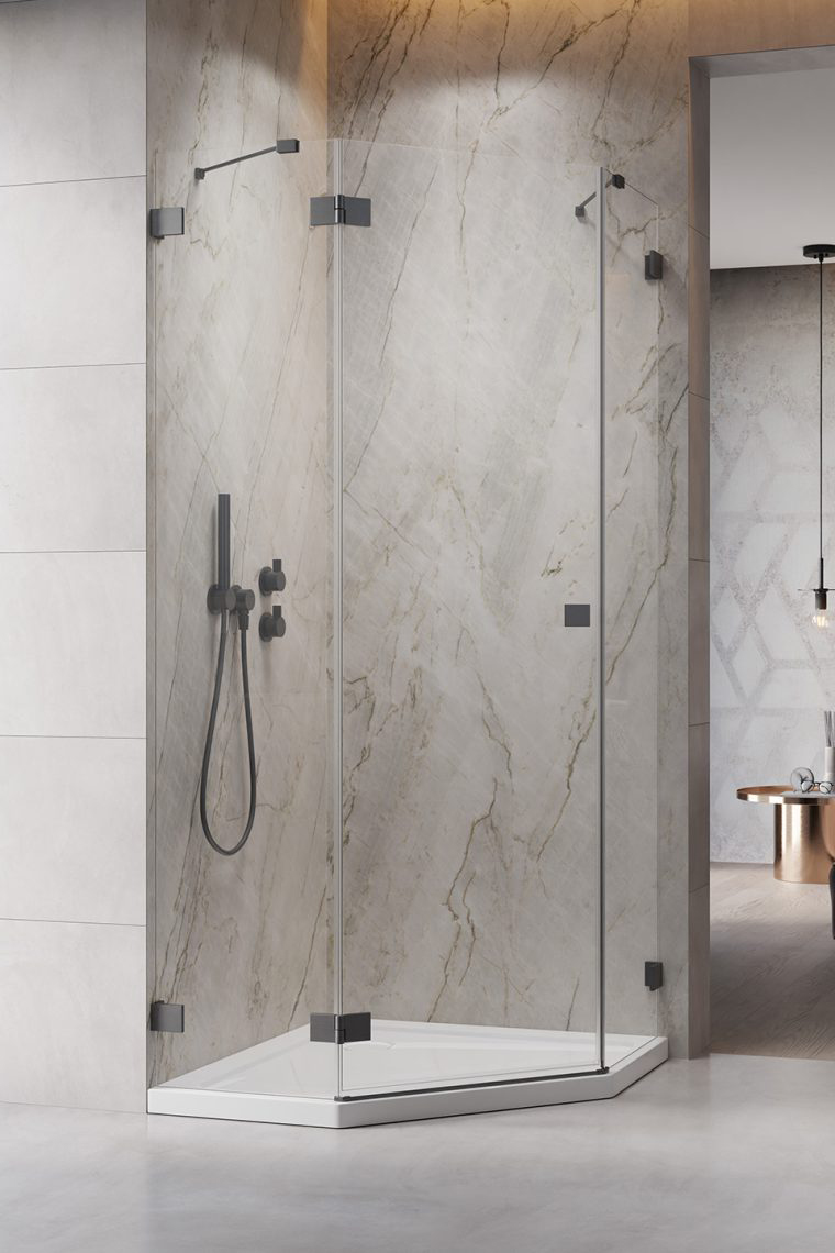 душевой уголок radaway essenza pro brushed gunmetal ptj l 90x80 прозрачное/брашированная оружейная сталь