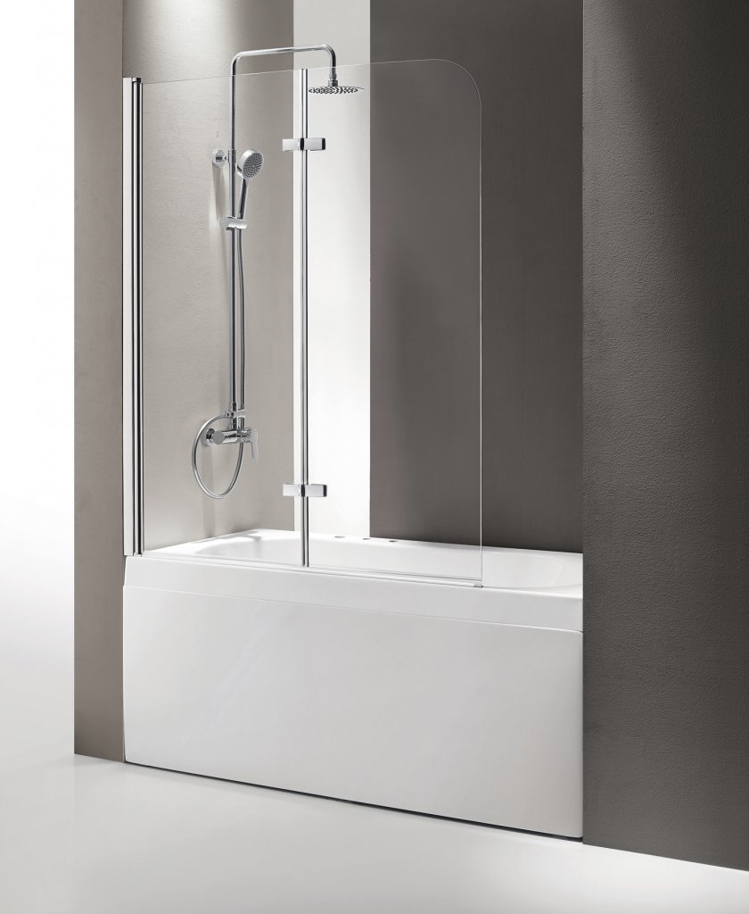 шторка на ванну cezares eco-o-v-21-120/140-c-cr 120x145 стекло прозрачное, профиль хром