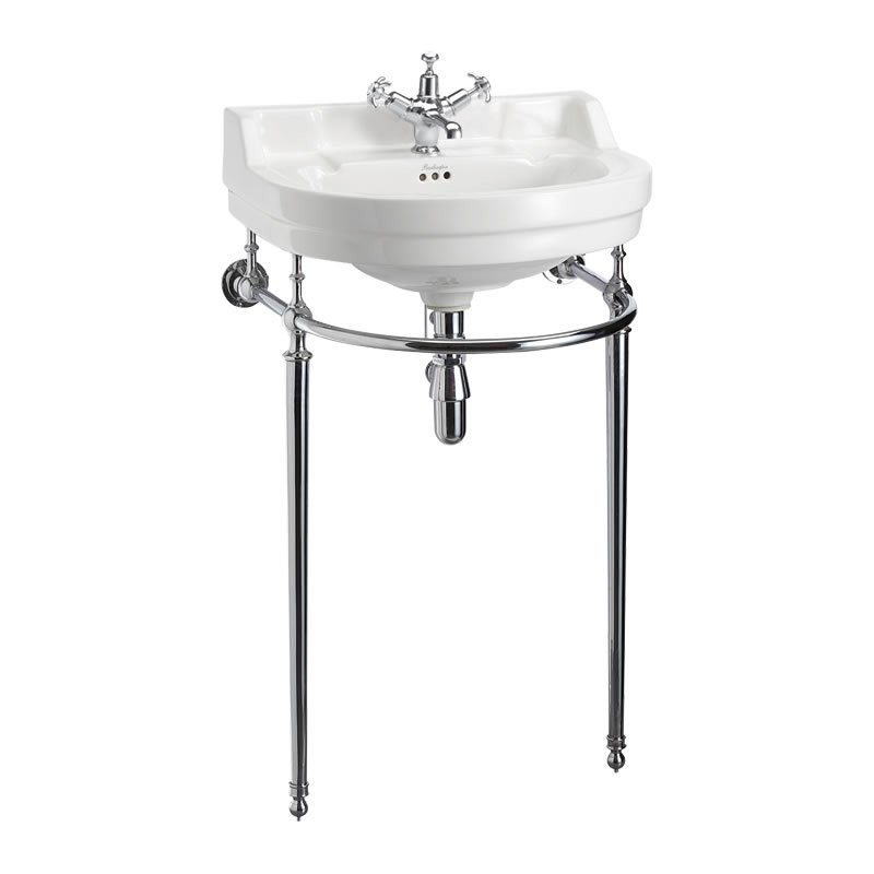 умывальник burlington edwardian b6 1th 56x47 (на 1 отверстие) с подстольем t24agold белый / золото
