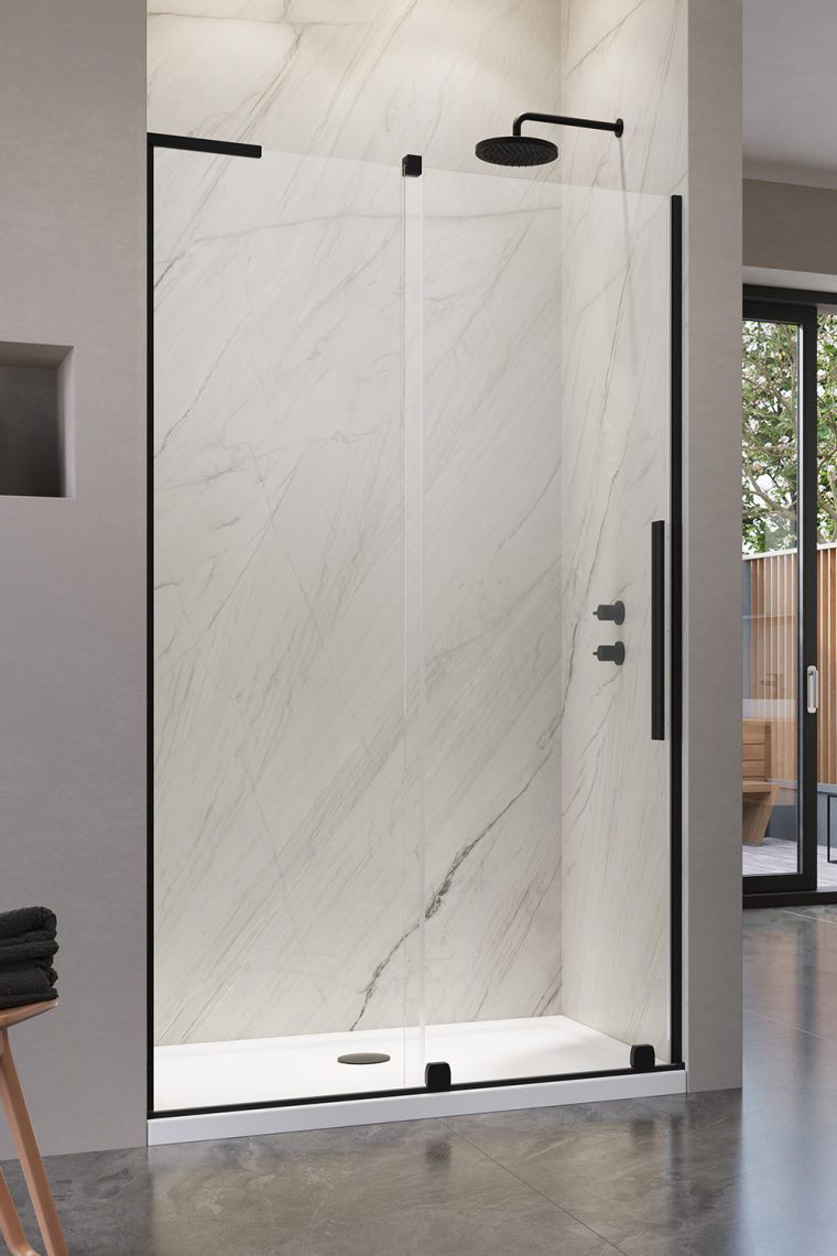 душевая дверь radaway furo sl black dwj 120x200 прозрачное стекло / профиль черный (левая)