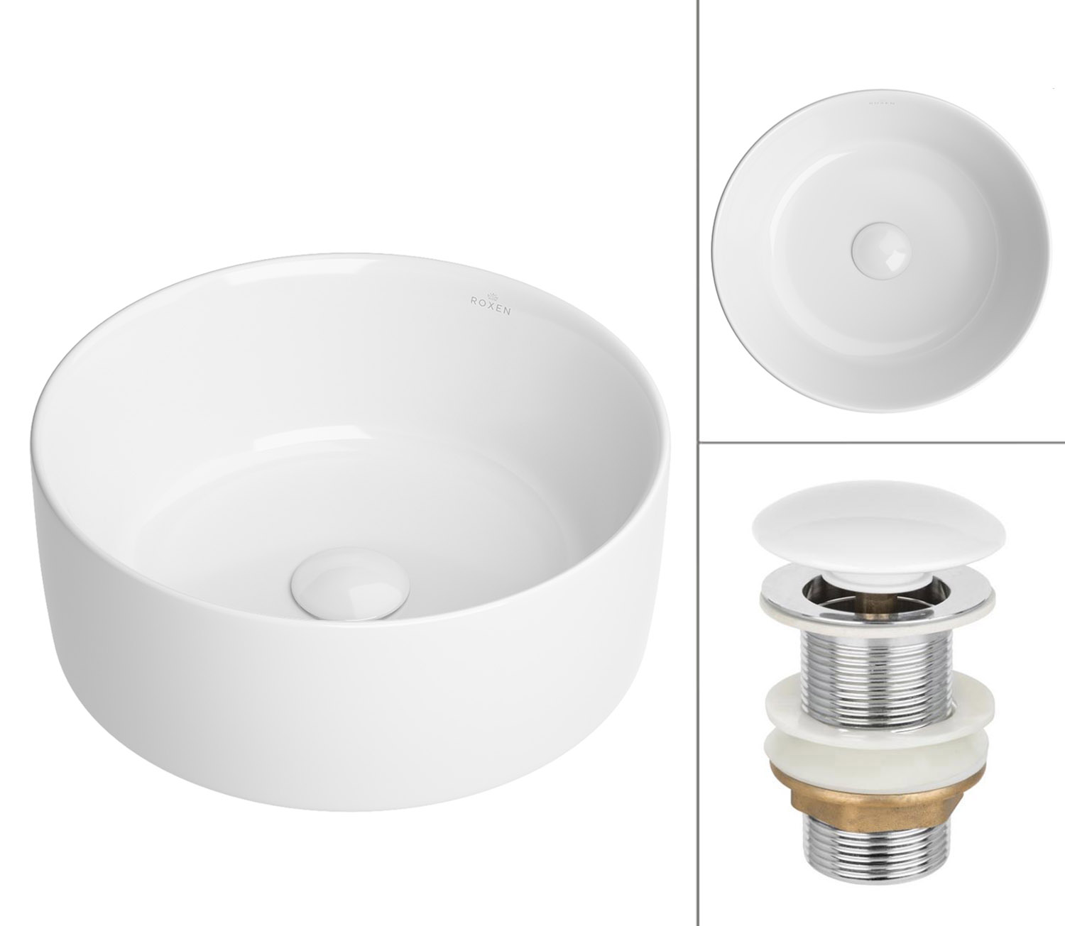 умывальник roxen debba 570115 40x40 с донным клапаном pd01w белый