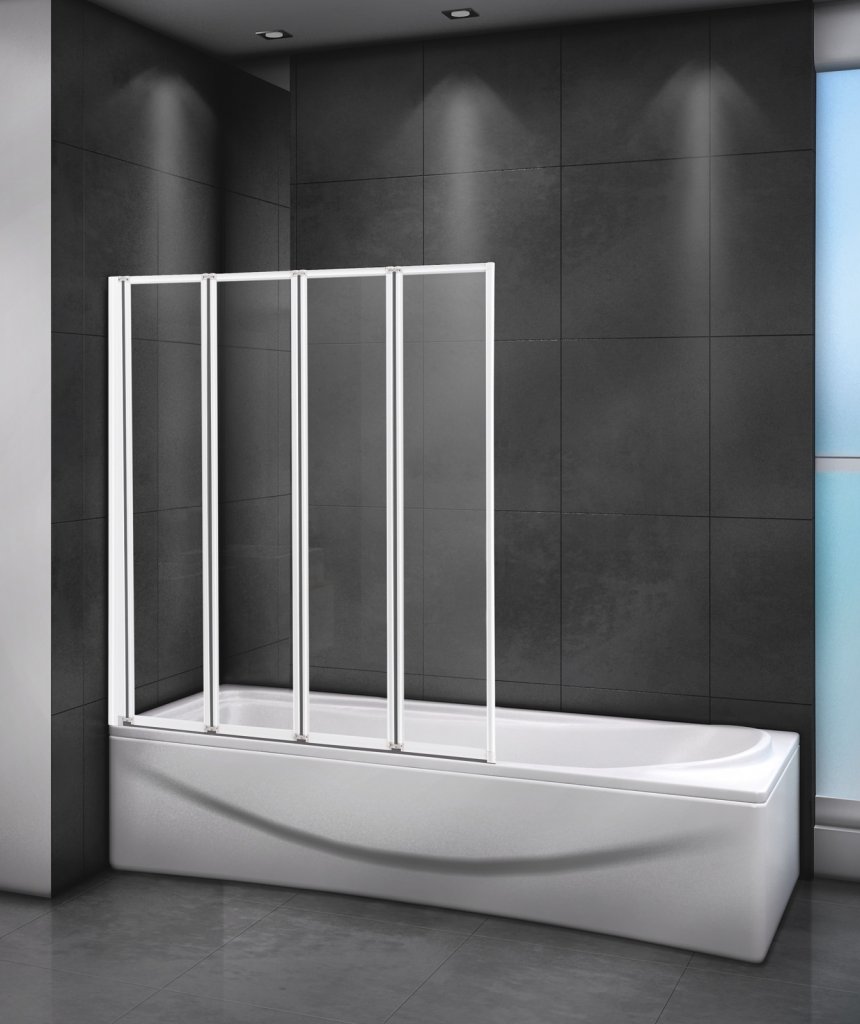 шторка на ванну cezares relax-v-4-90/140-p-bi-l 90x140 стекло матовое, профиль жемчужно-серый (левый)