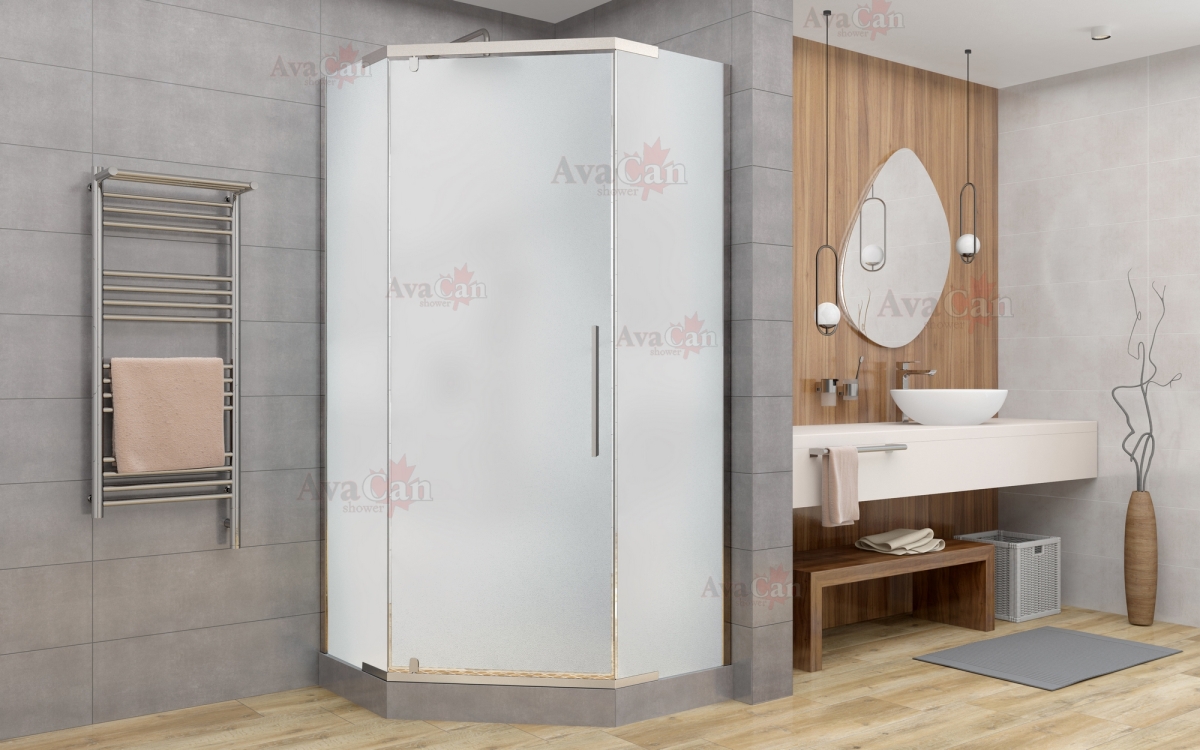 душевой уголок avacan pc90mt ava 90x90  стекла матовые, профиль хром