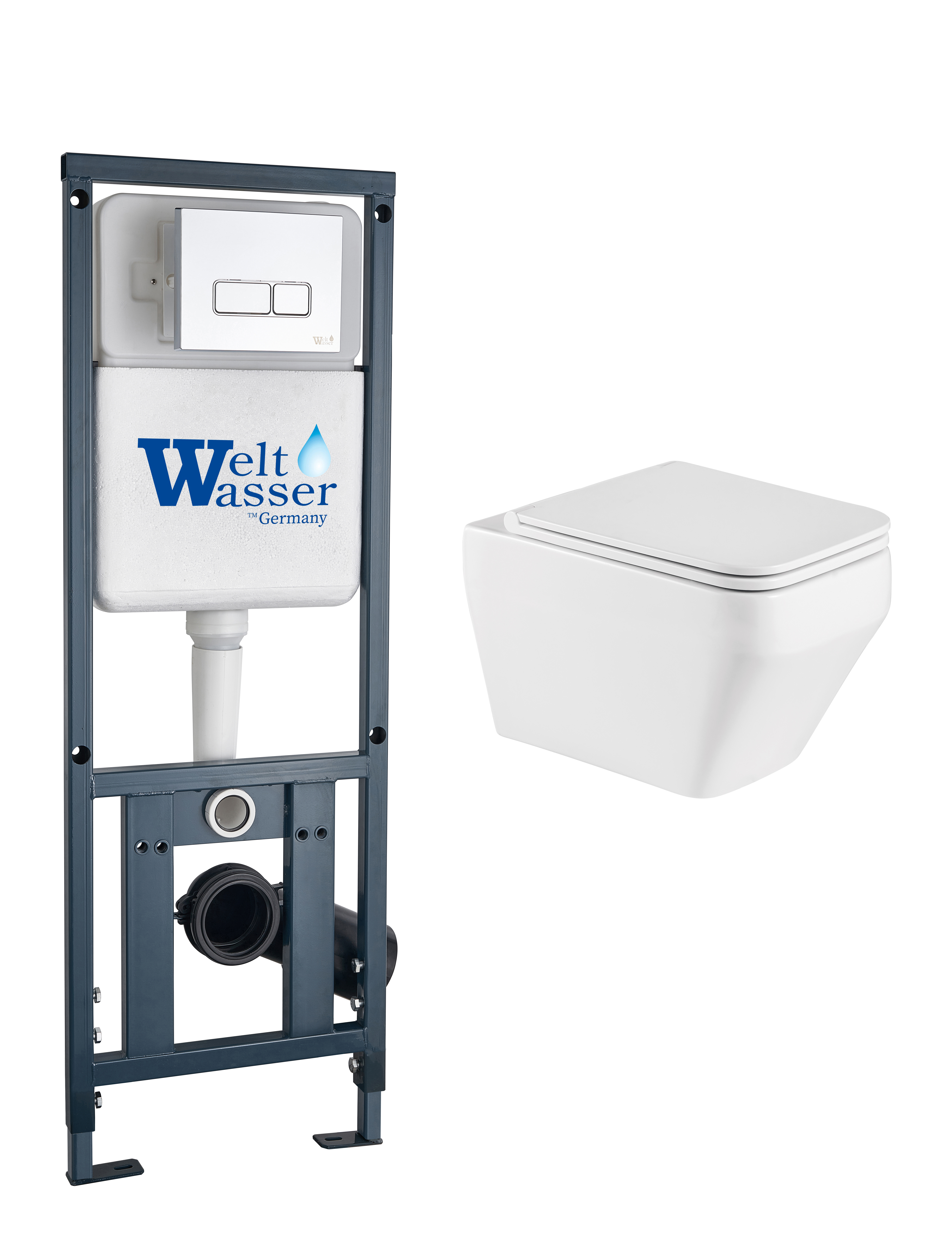 комплект инсталляции welt-wasser marberg 410 с унитазом hofbach 041 gl-wt и клавишей смыва mar 410 se gl-wt белый глянец