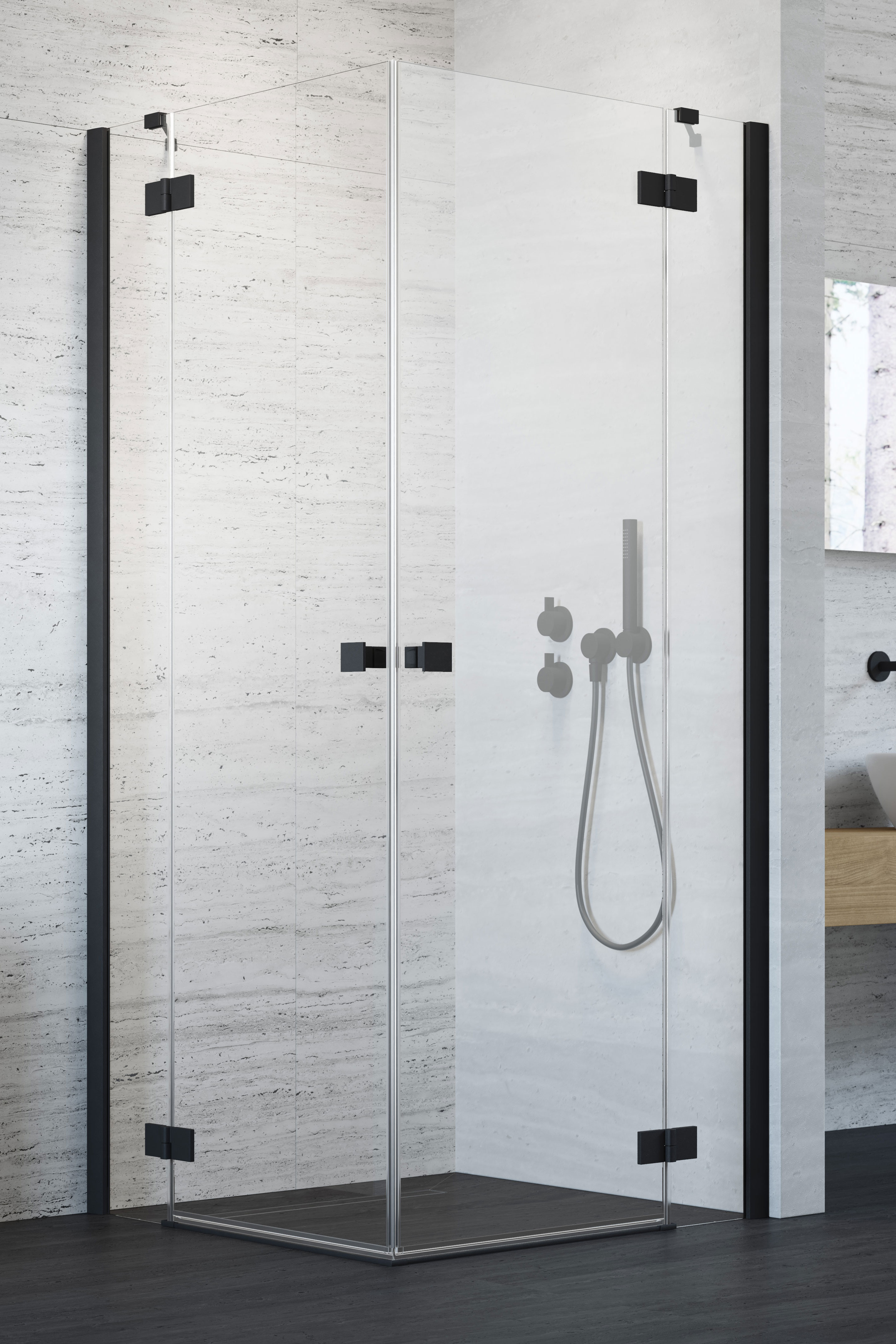 душевой уголок radaway essenza black kdd 80x100 прозрачное/черный