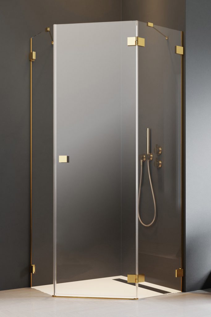 душевой уголок radaway essenza pro gold ptj l 80x90 стекла прозрачные, профиль золото
