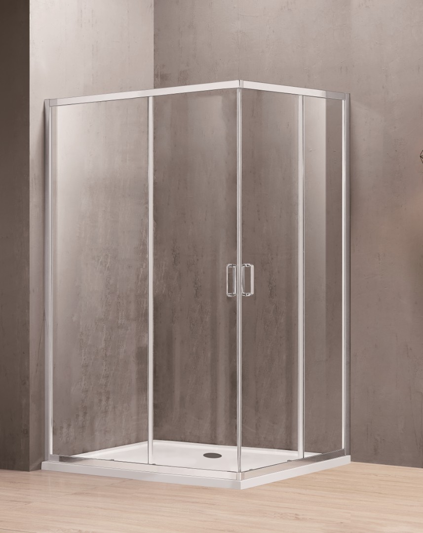 душевой уголок adema glass line viercant 100x90 стекла прозрачные, профиль хром