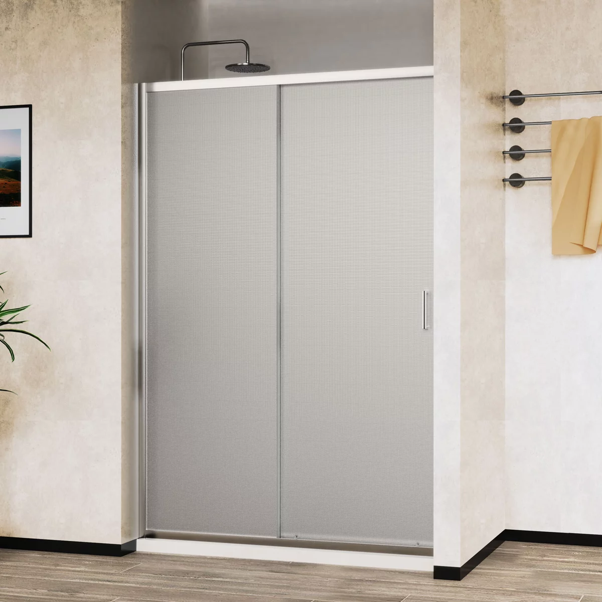 душевая дверь vincea city vds-5ct140mt 140x195 стекло рифленое, профиль хром