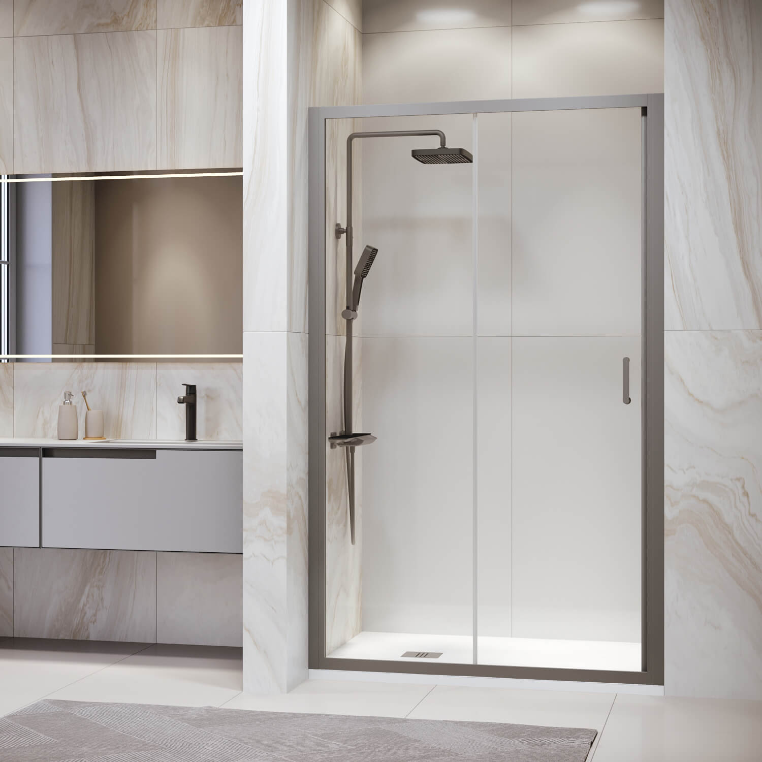 душевая дверь rgw pa-14gr 150x195 стекло прозрачное / профиль серый