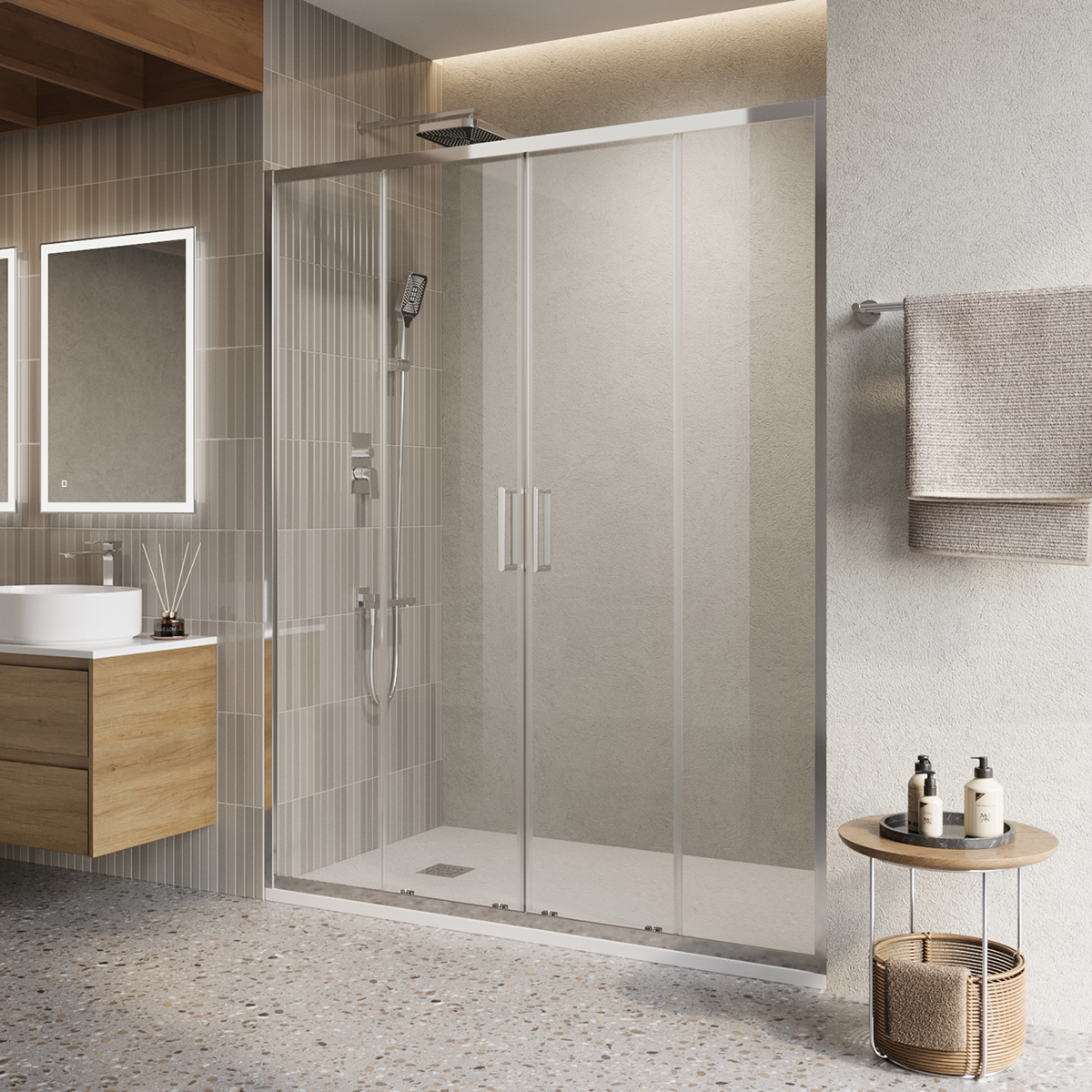 душевая дверь belbagno luce-bf-2-150-c-cr 150x195 прозрачное стекло / профиль хром