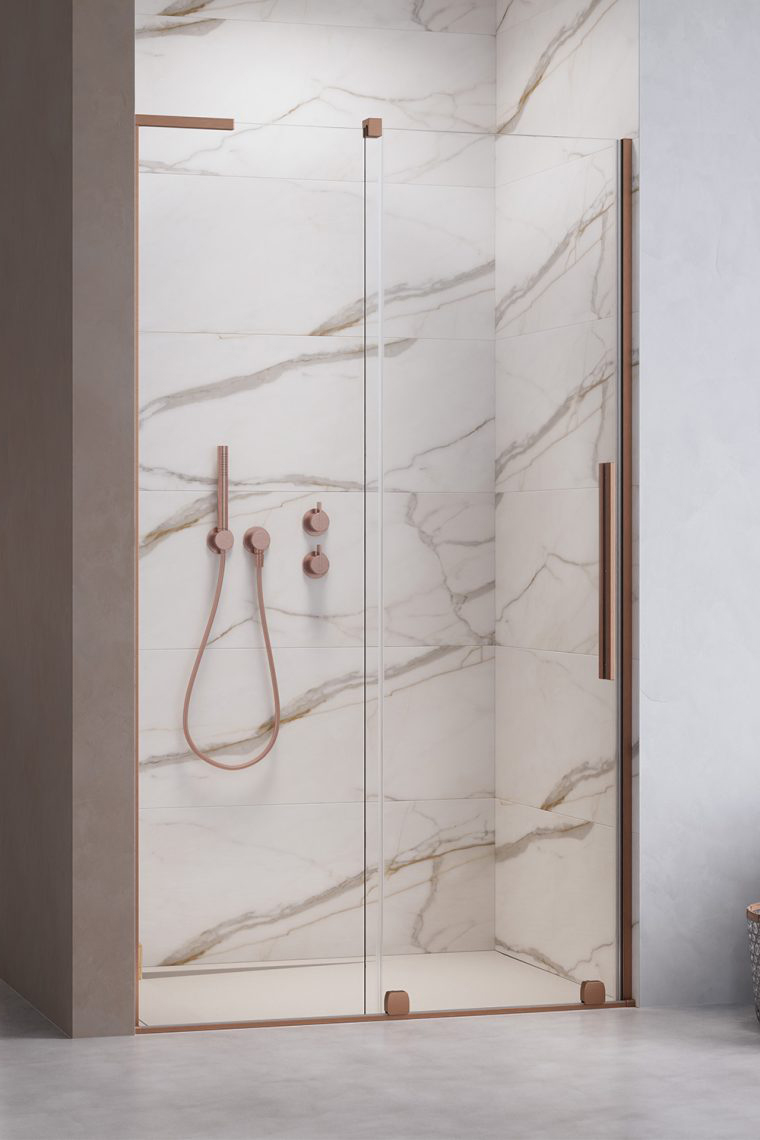 душевая дверь radaway furo sl brushed copper dwj 110x200 прозрачное стекло / профиль брашированная медь (левая)