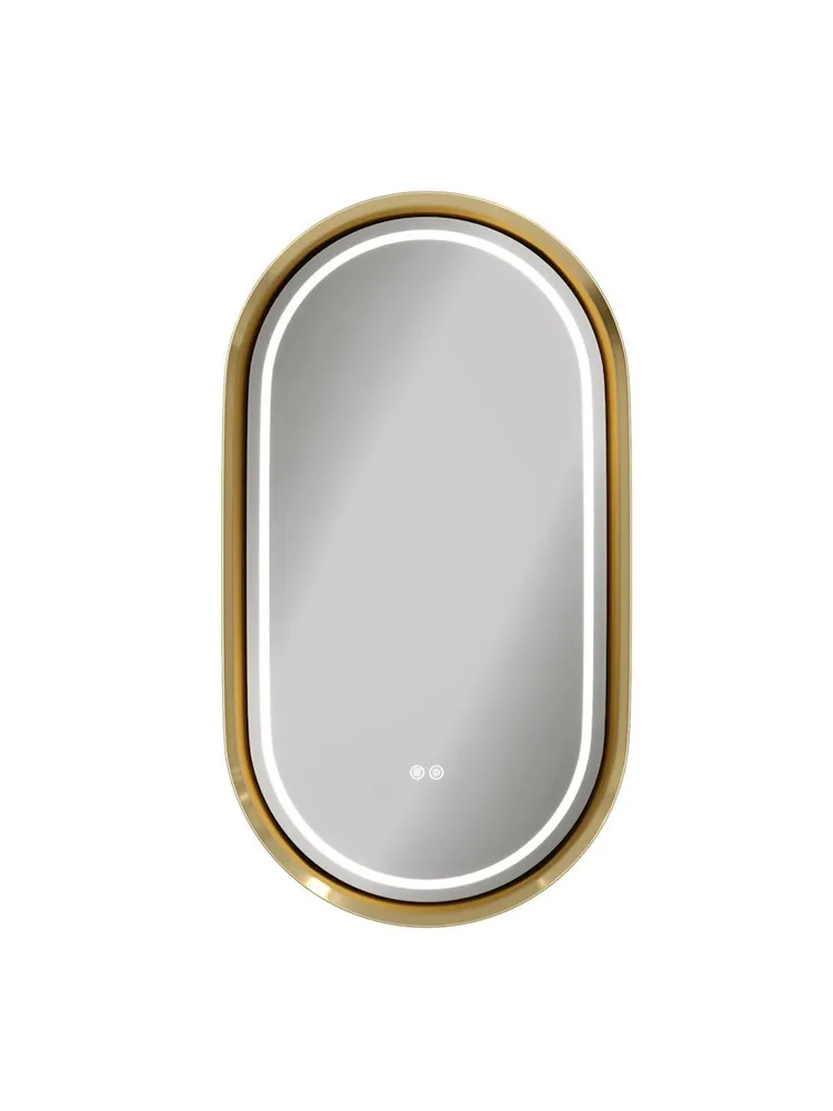 зеркало teymi iva magic gold t20621 50x90 с led-подсветкой и антизапотеванием, золото