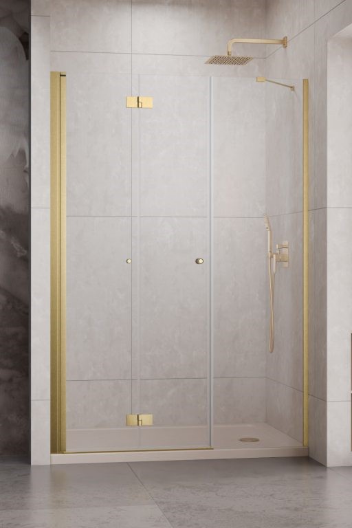 душевая дверь radaway nes brushed gold dws b (d/d 85+s/w 25) 110x200 левая, стекла прозрачные, профиль брашированное золото