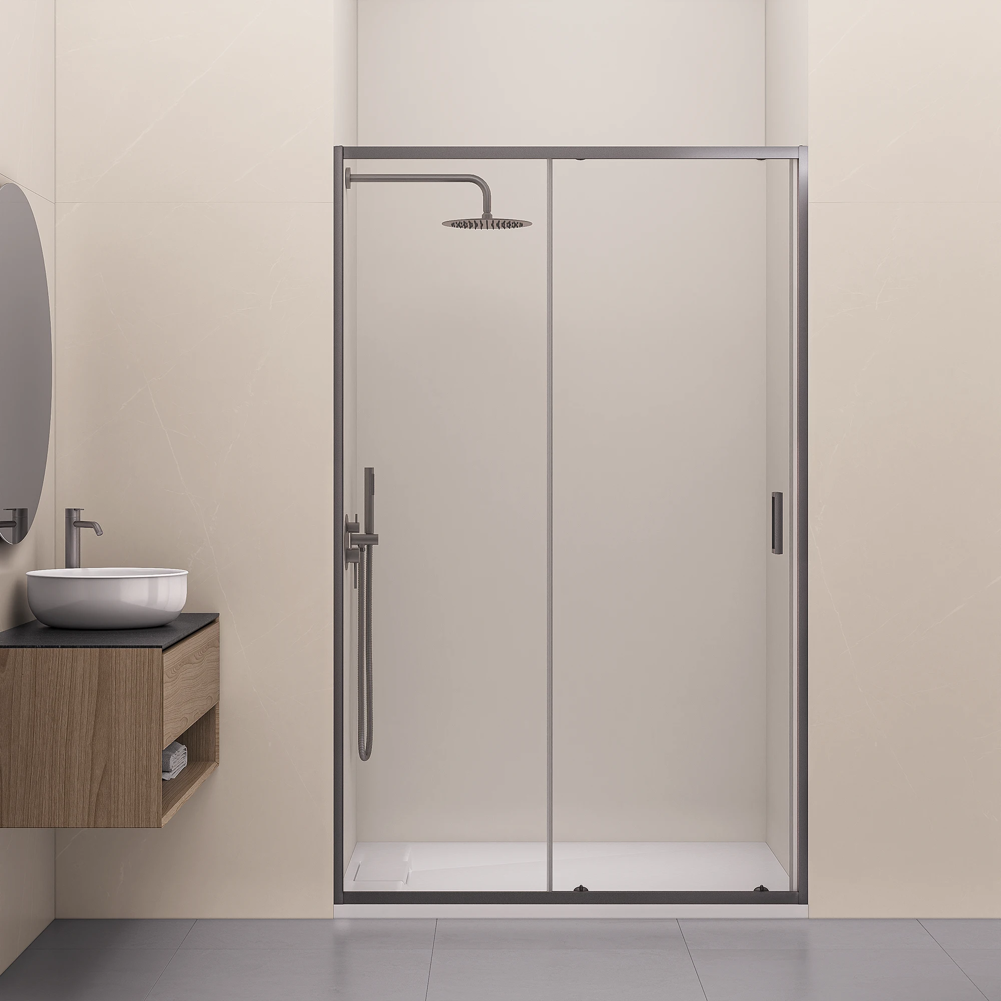 душевая дверь rgw classic cl-14-gr new 110x185 прозрачное стекло / серый профиль
