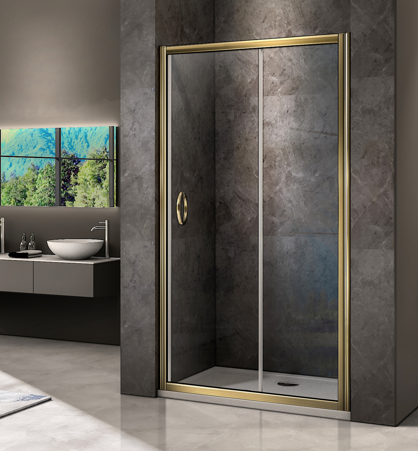 душевая дверь gooddoor jazz wtw-120-c-g 120x185 стекла прозрачные, профиль золото