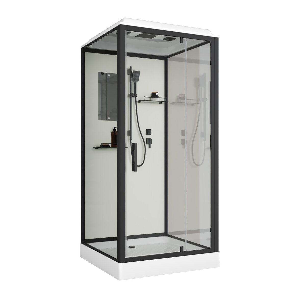 душевая кабина niagara standart st100/15q/bl 100x100 стекла прозрачные, профиль черный