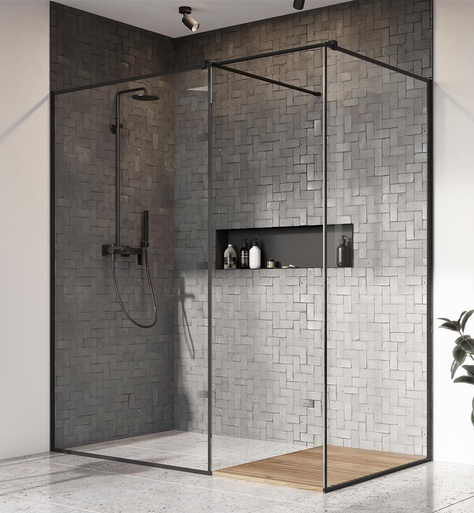 душевой уголок radaway walk-in modo x ii black frame 75