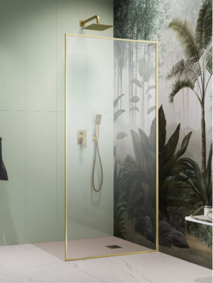 душевой уголок radaway modo f sl brushed gold ii 50x200 правый, стекла прозрачные, профиль брашированное золото