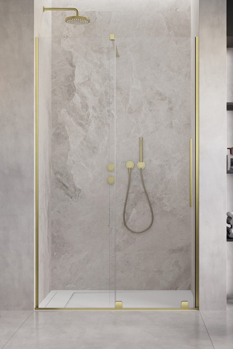 душевая дверь radaway furo brushed gold dwj l 150x200 стекла прозрачные, профиль брашированное золото