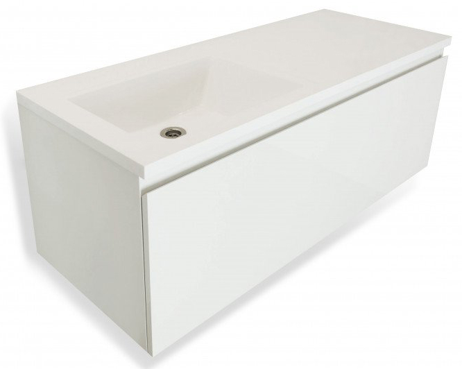 тумба подвесная эстет dallas luxe 115,2x48,2 (1 ящик) с умывальником левая