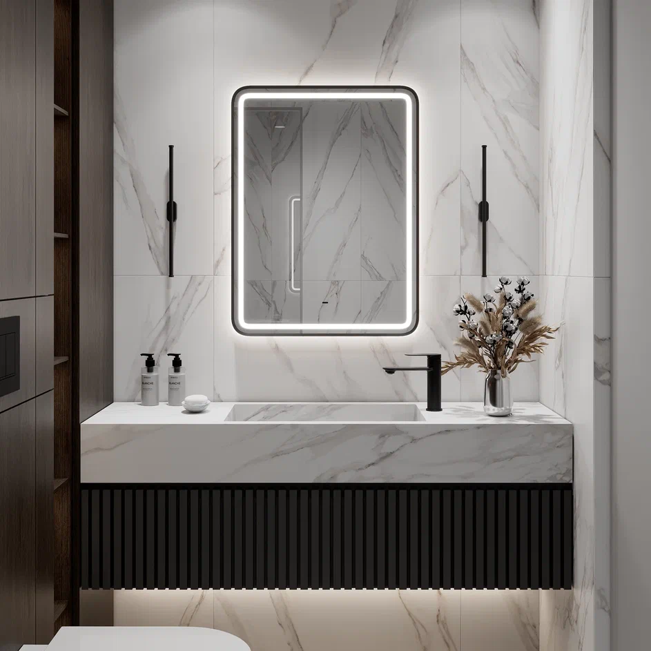 зеркало континент aliro black led 60x80 черное