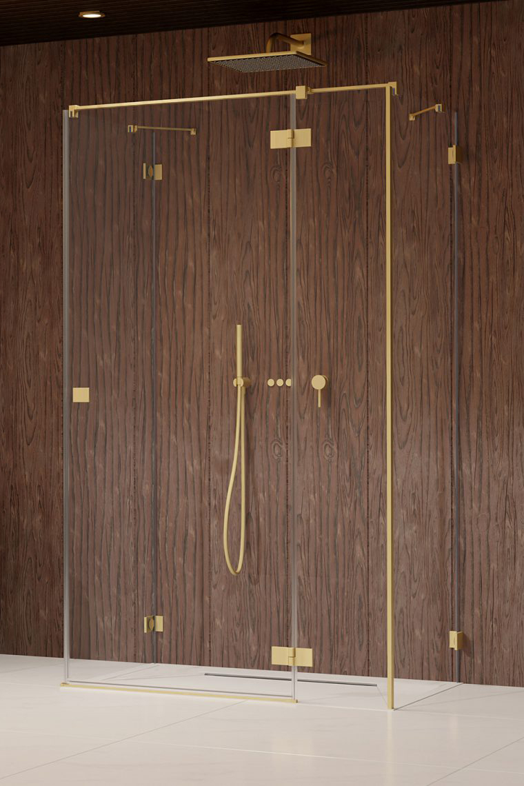 душевой уголок radaway essenza pro brushed gold kdj+s 110x80 правый, стекла прозрачные, профиль брашированное золото