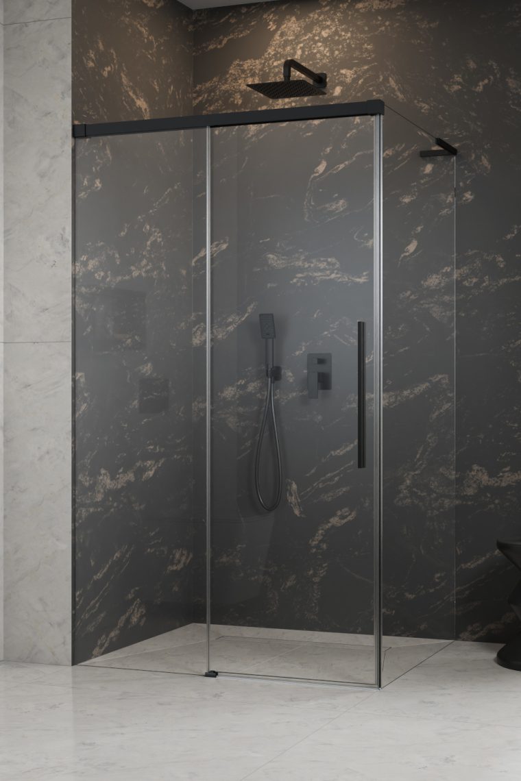 душевой уголок radaway idea 8 ql xl black kdj 100x80 левый, стекла прозрачные, профиль черный