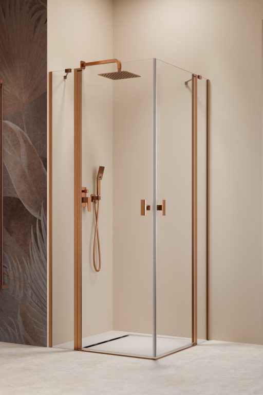 душевой уголок radaway nes brushed copper kdd ii 100x90 стекла прозрачные, профиль брашированная медь