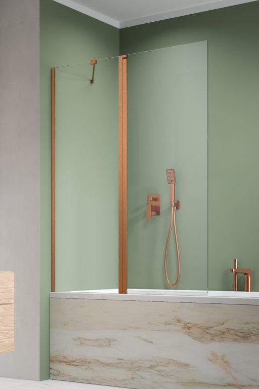 душевая шторка radaway nes brushed copper pnd ii 110x150 левая, стекла прозрачные, профиль брашированная медь