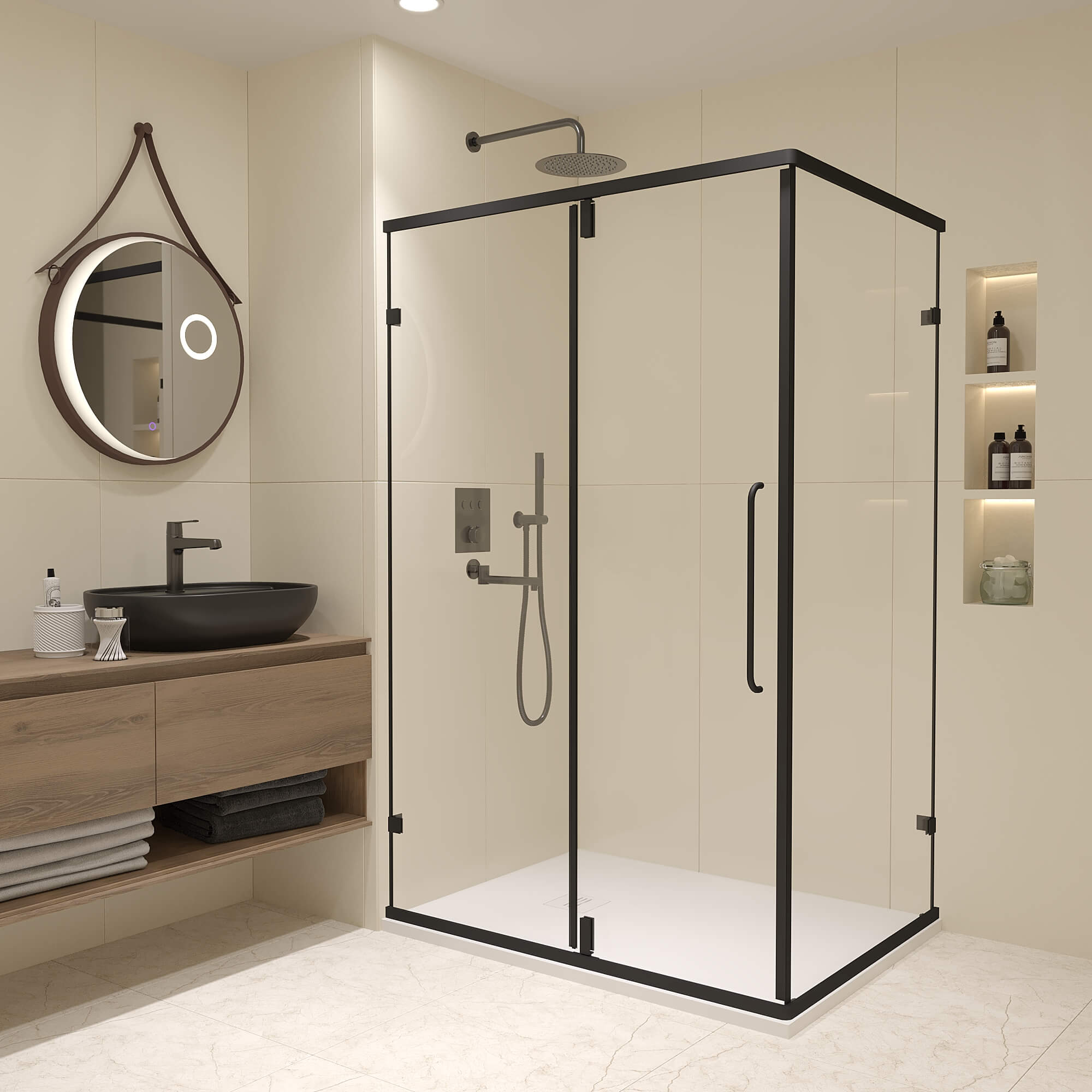душевой уголок rgw classic cl-46b 100x80 прозрачное стекло / профиль черный