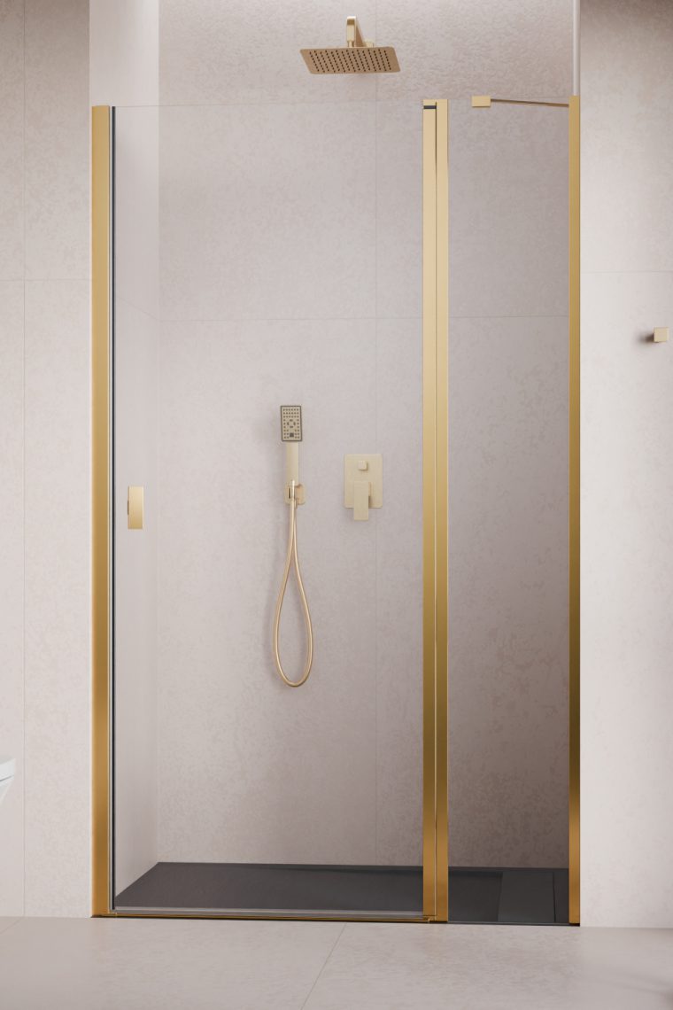 душевая дверь radaway nes gold dwj ii 100x200 правая, стекла прозрачные, профиль золото