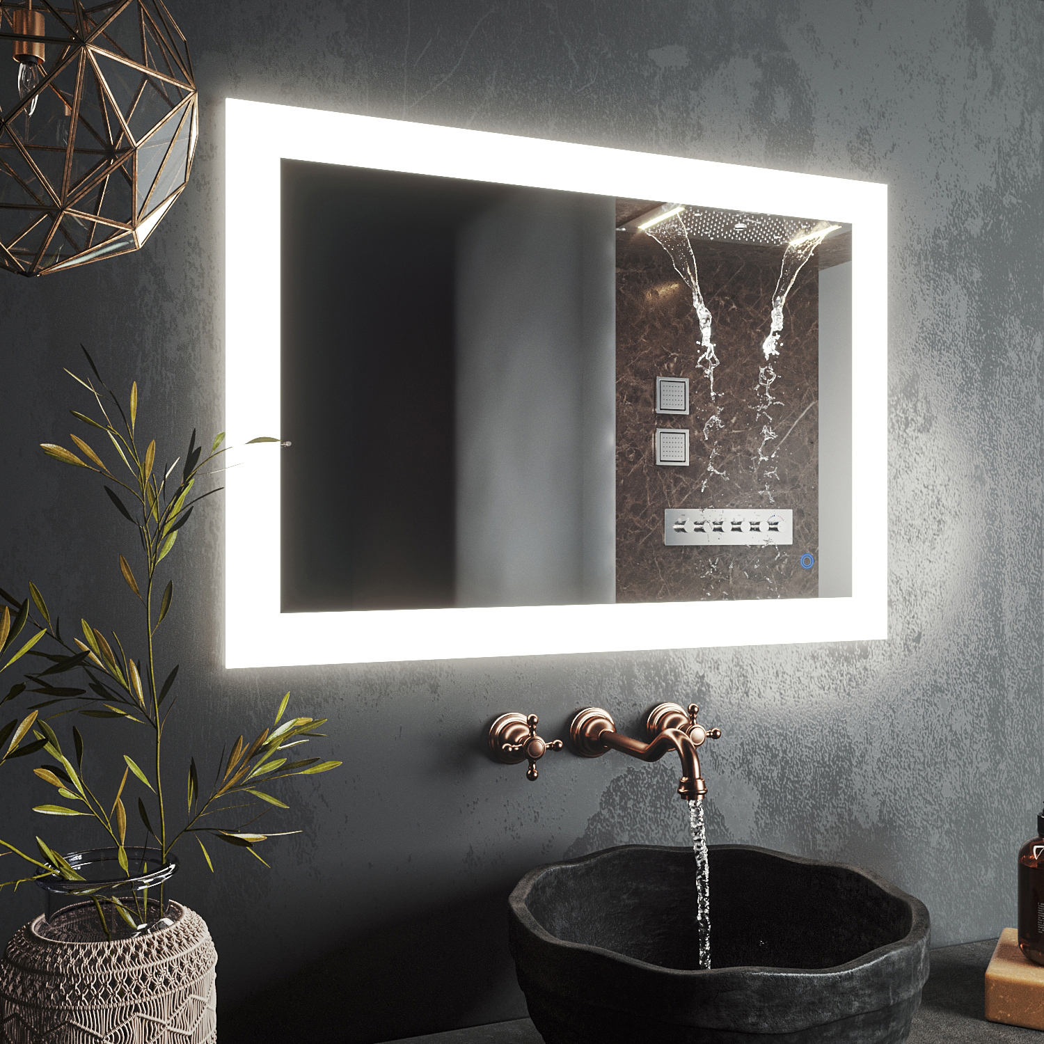 зеркало roxen bliss 80x70 с led подсветкой
