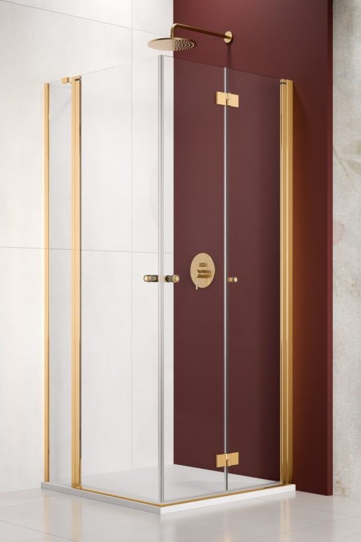 душевой уголок radaway nes gold kdd b + kdd ii 80x100 правый, стекла прозрачные, профиль золото