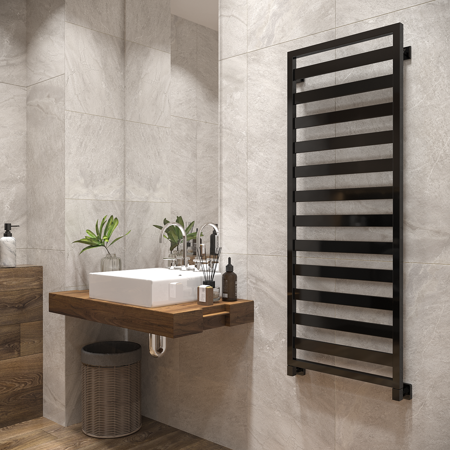полотенцесушитель водяной stinox tempra 50x140 черный глянец