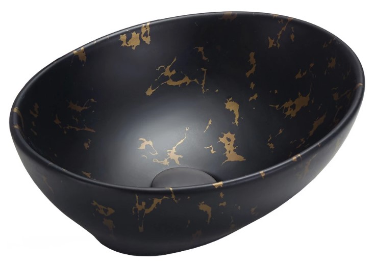 умывальник накладной mexen elza 40,5x33 черный камень