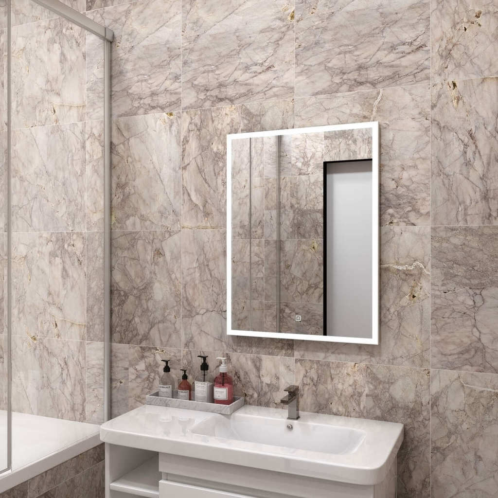 зеркало континент frame white led 70x80 с подсветкой и сенсорным управлением