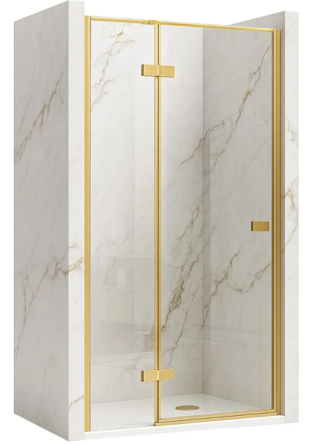 душевая дверь rea atlas brush gold rea-k4676 120x200 левая, стекло прозрачное / профиль золото брашированное