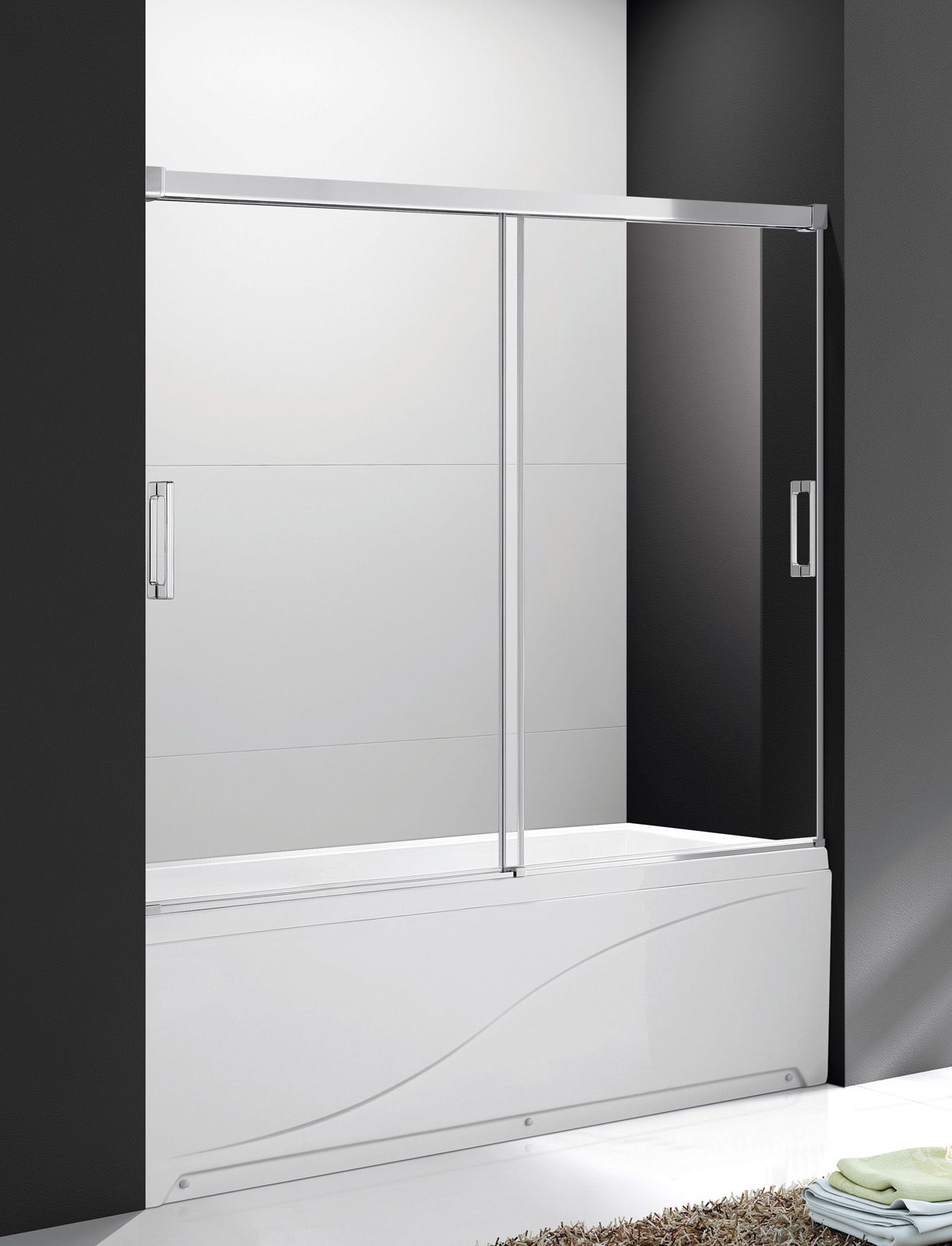 шторка на ванну cezares tandem-soft-vf-2-150/145-c-cr-iv 150x145 стекло прозрачное, профиль хром