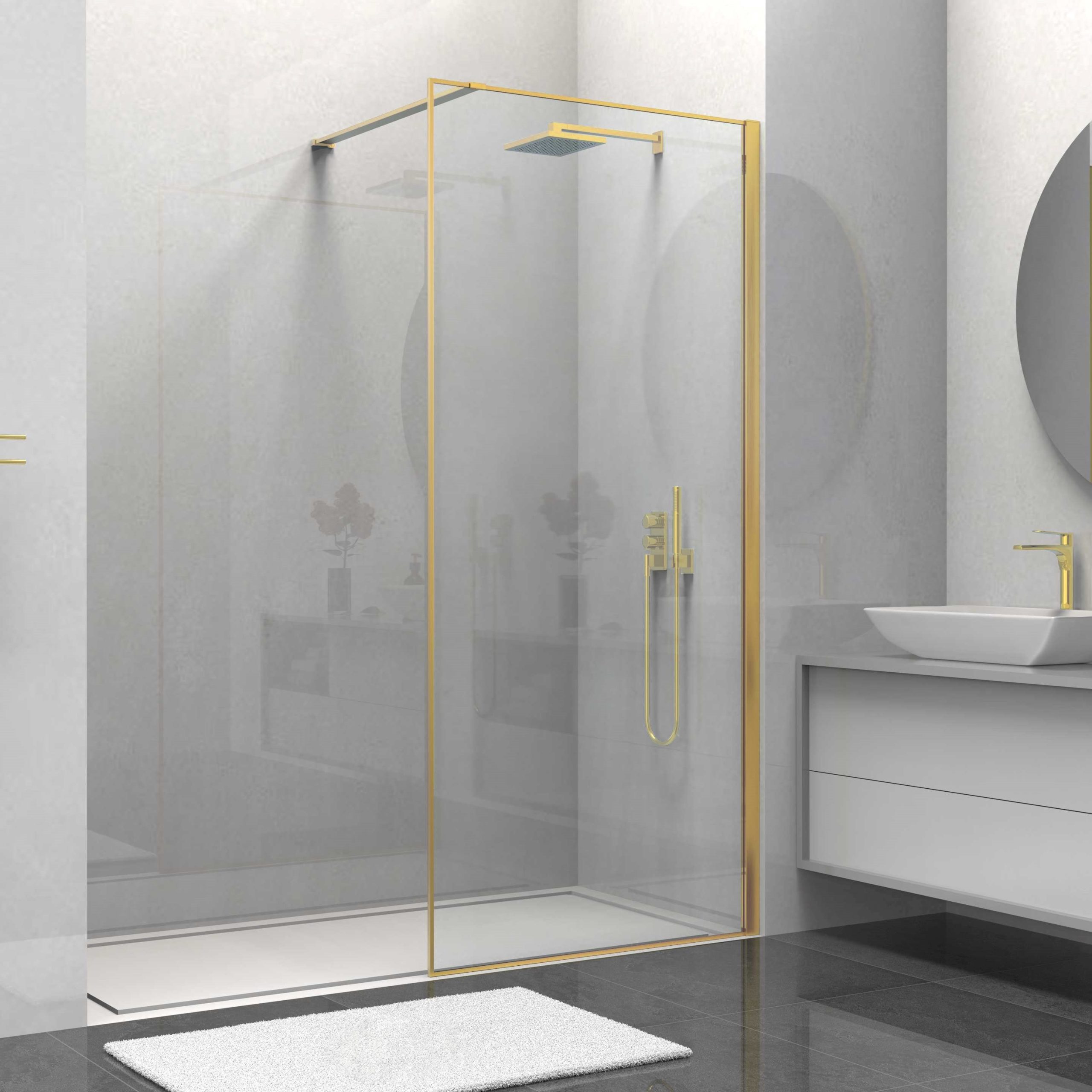 душевой уголок vincea walk-in hs vsw-1hs100clg 100x200 стекла прозрачные, профиль брашированное золото