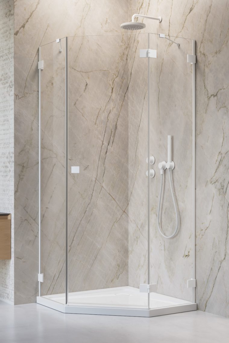 душевой уголок radaway essenza pro white ptj 100x80 левый, стекла прозрачные, профиль белый