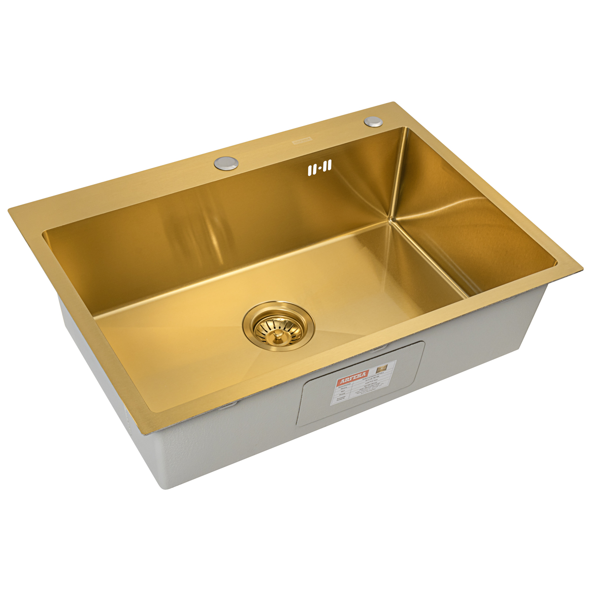 мойка кухонная arfeka eco ar 700*500 gold pvd nano, золото