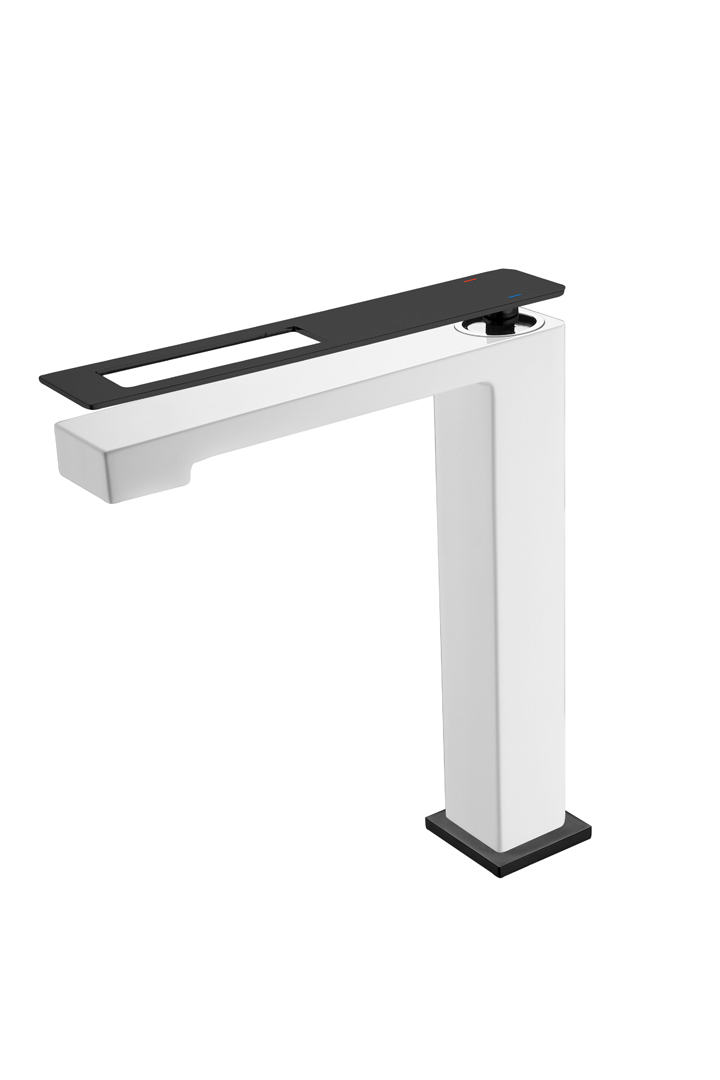смеситель для умывальника высокий boheme q 142-wb white black