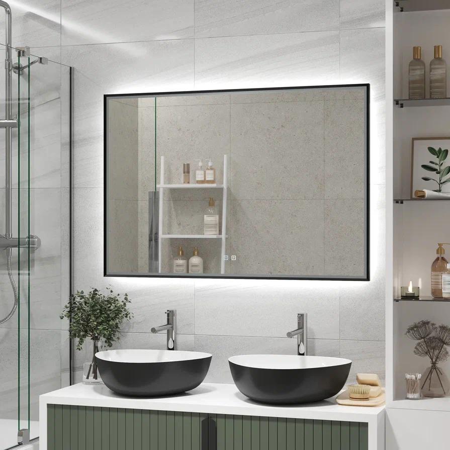 зеркало континент garcia led 100x70 чёрное