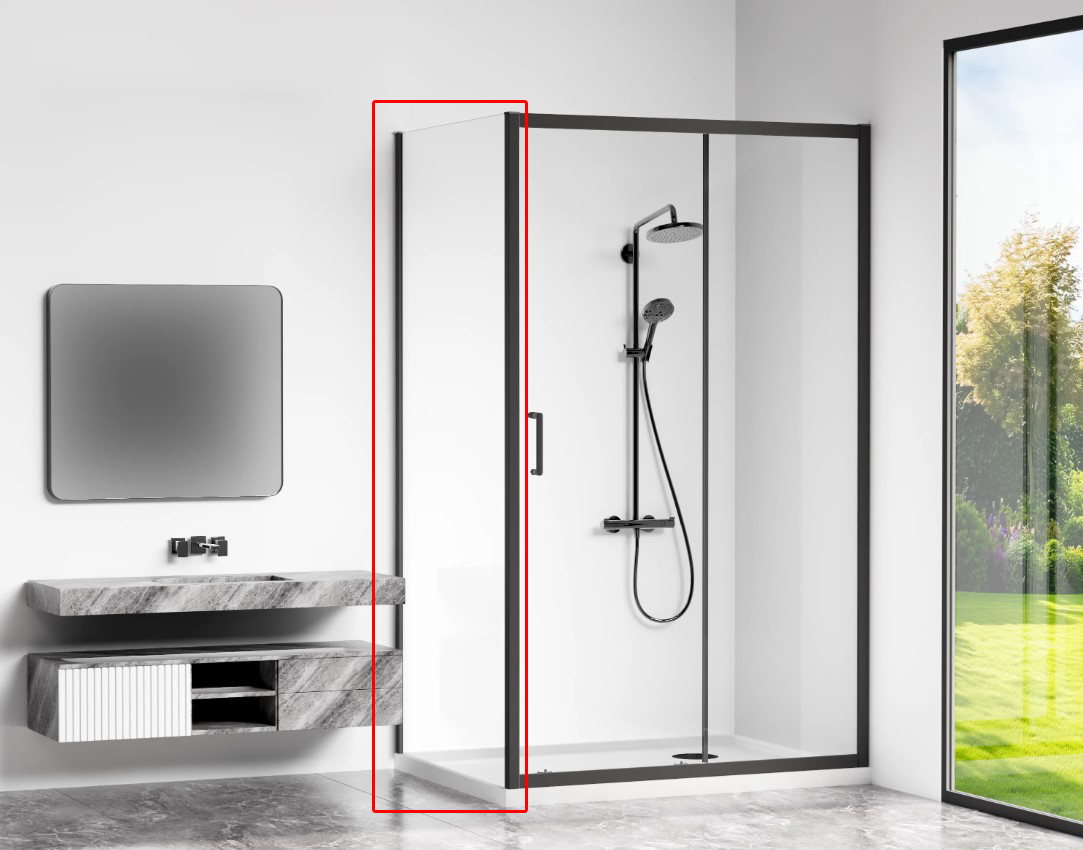 боковая часть gooddoor cube sp-90-c-b 90x190 прозрачное стекло / профиль черный