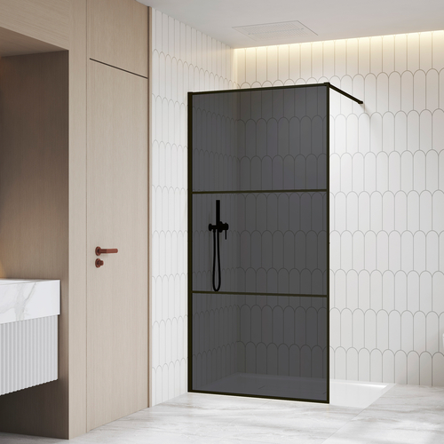 душевой уголок rgw walk-in wa-09-b 120x200 стекла тонированные, профиль черный