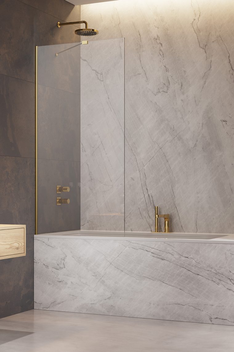 шторка на ванну radaway modo new gold pnj ii 90x150 стекла прозрачные, профиль золото