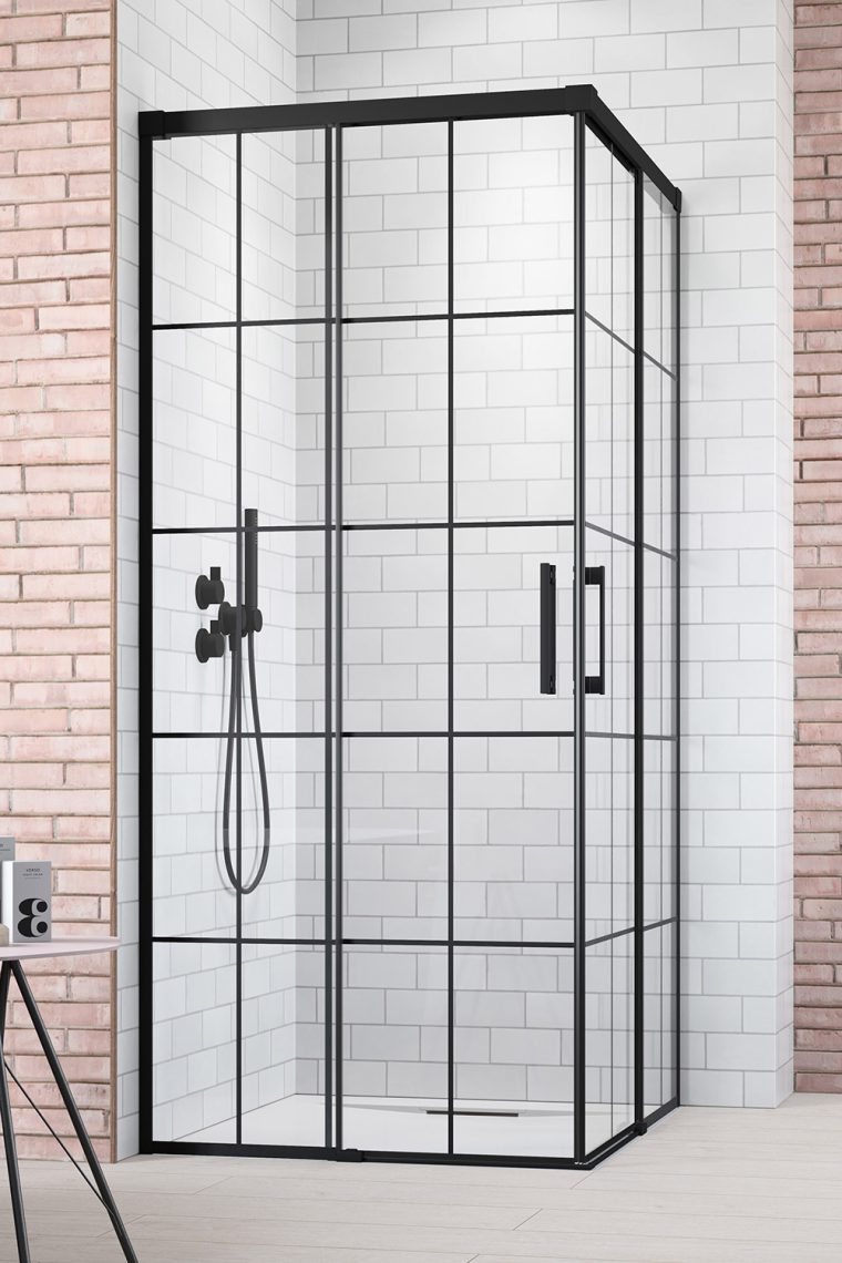 душевой уголок radaway idea black kdd factory 90x120 стекла прозрачные, профиль черный